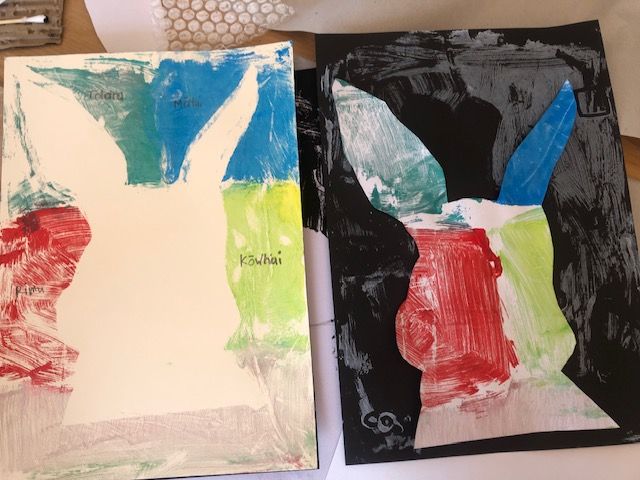 Image showing a negative space painting of a rabbit from one of Art Spark's children's art classes