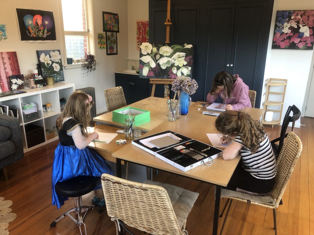 Image showing a group of children learning at one of Art Spark's children's art classes